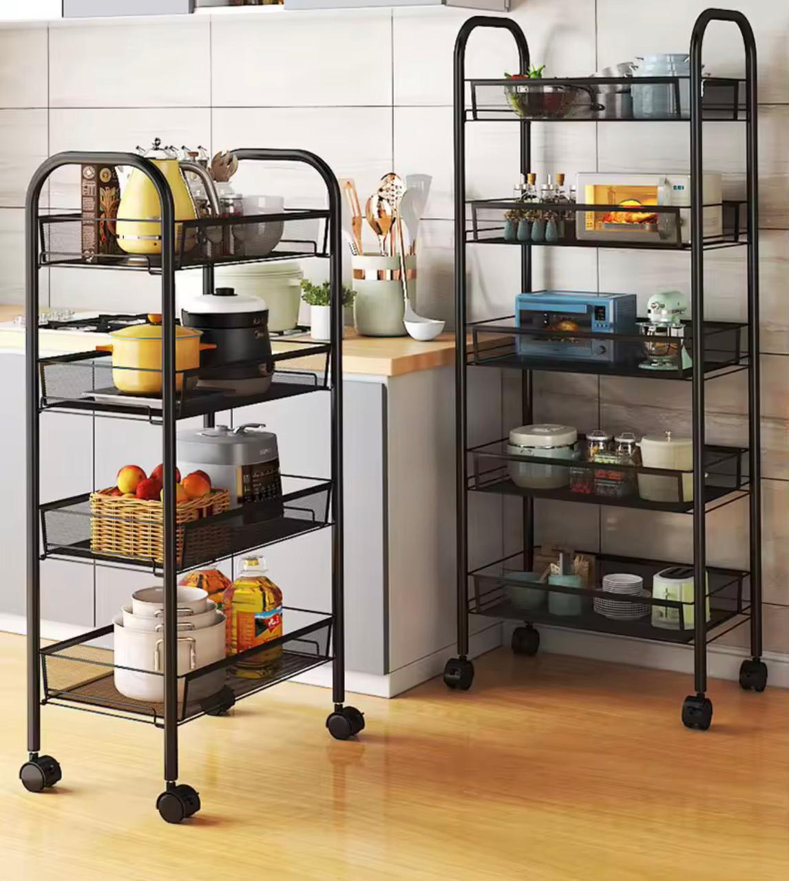 5-Tier Rolling Utility Cart with Mesh Baskets