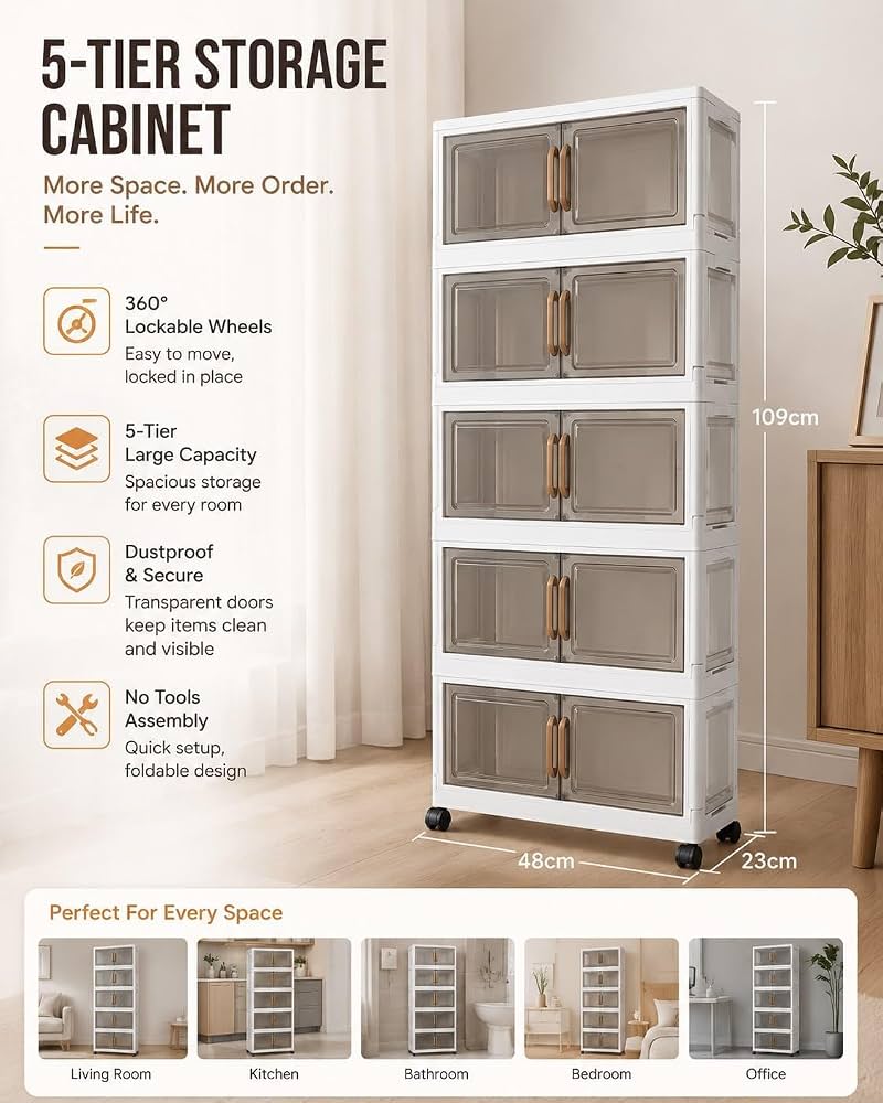 5 Tier Folding Storage Cabinet