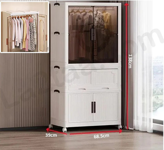 Foldable plastic storage cabinets