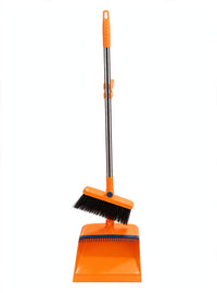 Foldable Broom and Dustpan Set with 180° Rotation