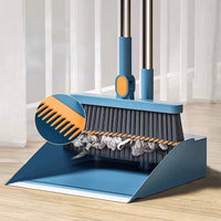 Foldable Broom and Dustpan Set with 180° Rotation