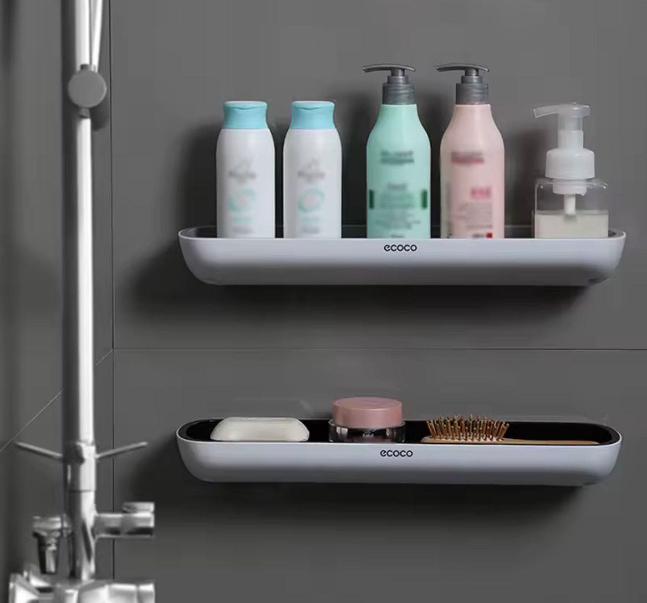 Wall-Mounted Bathroom Storage Shelf With Towel Rack