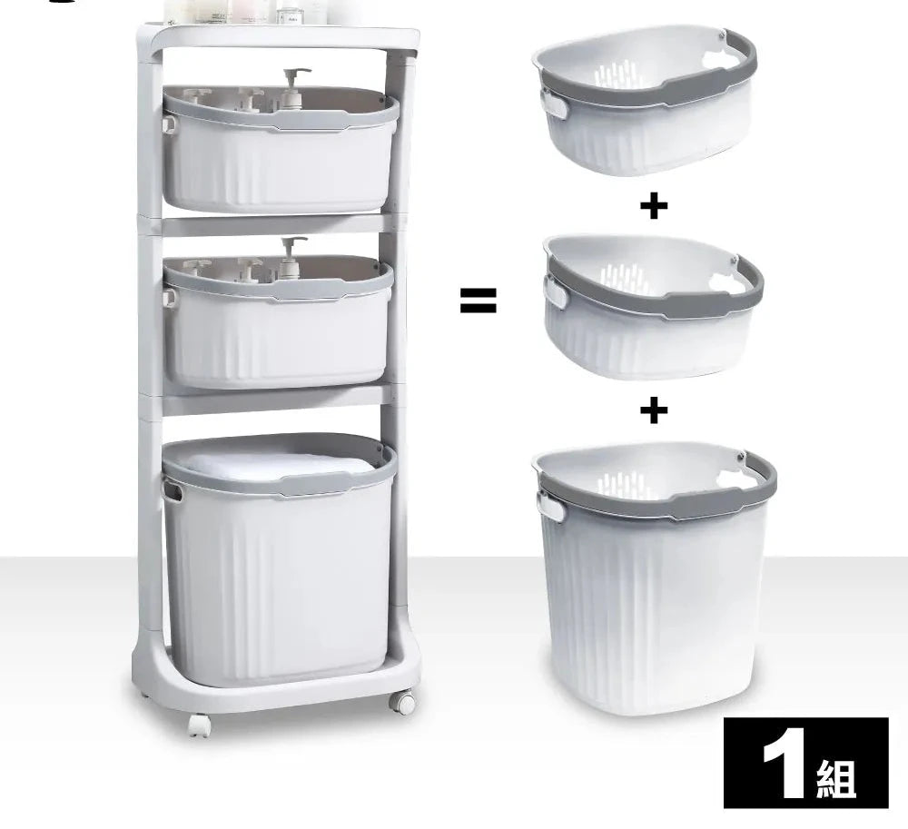 Rolling Laundry Organizer 3-Tiers
