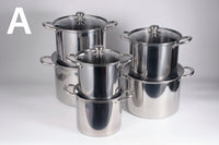 12-piece stainless steel "Super High Pot Suit" cookware set
