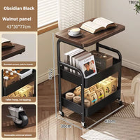 Rolling Cart with Wooden Tabletop & Mesh Baskets