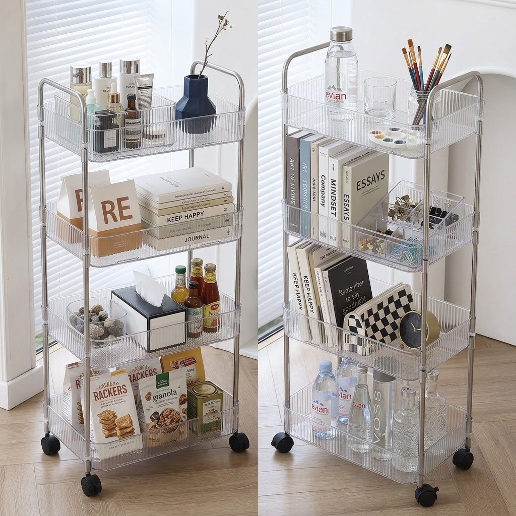 4-Tier Clear Acrylic Storage Cart